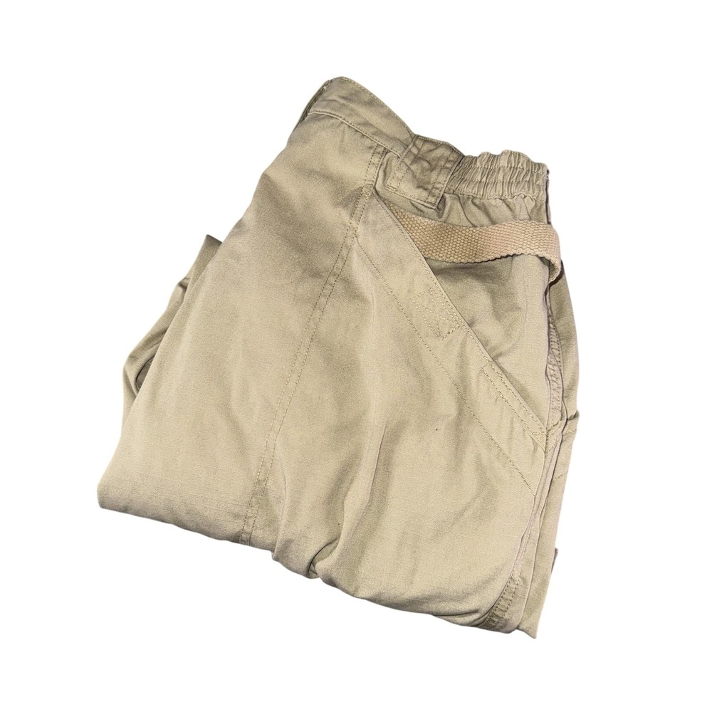 5.11 Tactical Pants Mens 38x32 Beige Cargo Elastic Waist Ripstop Workwear Casual